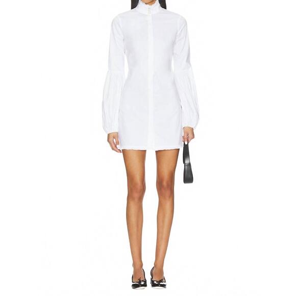 CAROLINE CONSTAS Dresses & Skirts - NEW CAROLINE CONSTAS jacqueline high neck ruffle mini shirt dress in white